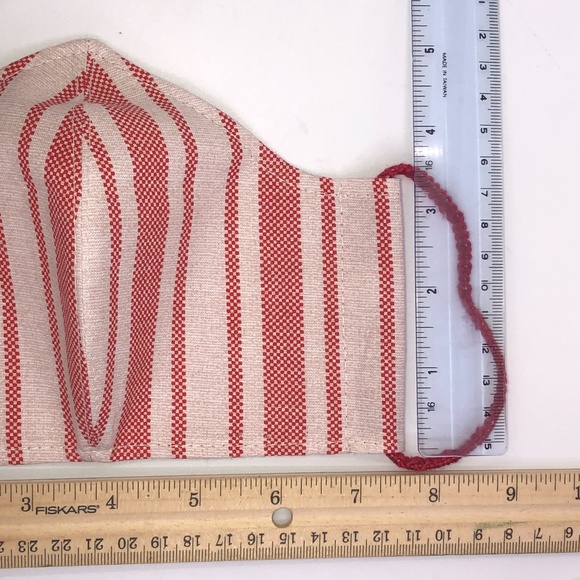 REUSABLE WASHABLE 100% Cotton Red Stripe Face Mask - Picture 14 of 16